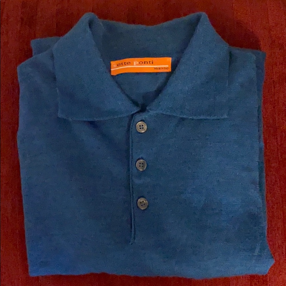 Settle Ponti heathered teal merino wool sweater L